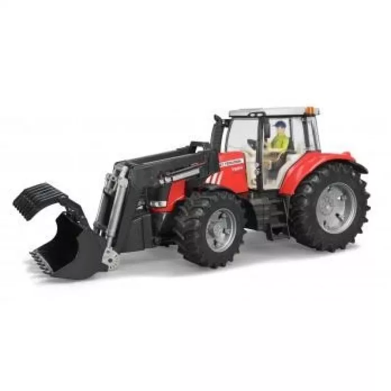 Trattore giocattolo BRUDER Massey Ferguson 7624 con caricatore frontale, rosso, per bambini da 3 anni