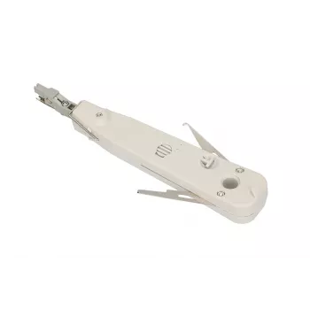 Strumento di inserimento a crimpare Extralink NT-T002, lama in acciaio temprato, impugnatura in plastica, funzione di bloccaggio, grigio/bianco