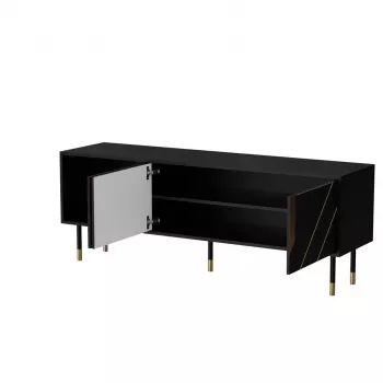 Mobile TV Cama Meble MOUNTAIN 154x40x55 cm – piano in truciolare, nero e oro