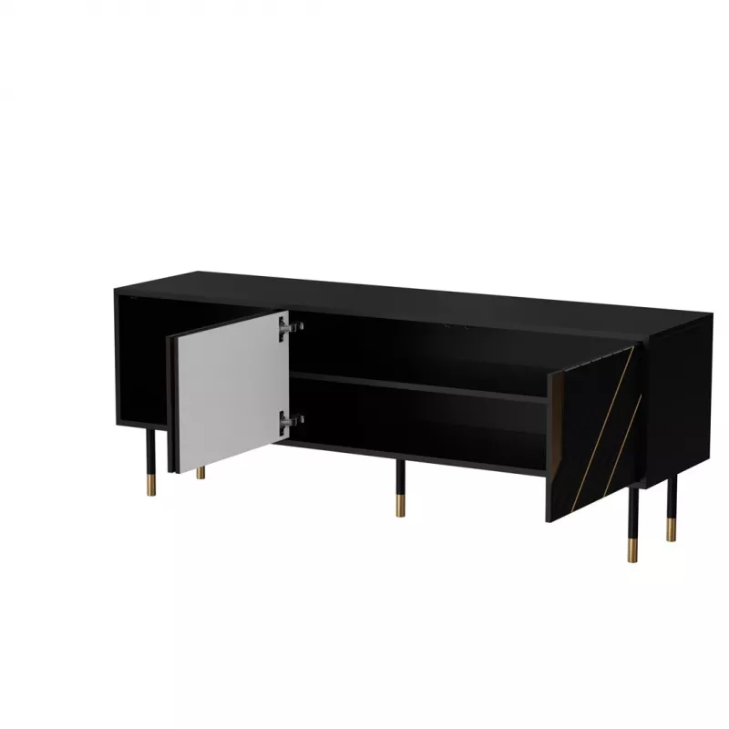 Mobile TV Cama Meble MOUNTAIN 154x40x55 cm – piano in truciolare, nero e oro