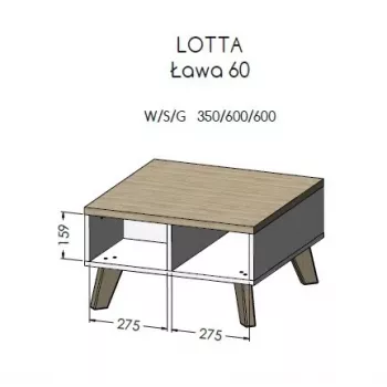 Tavolino Cama LOTTA 60 bianco/rovere Sonoma
