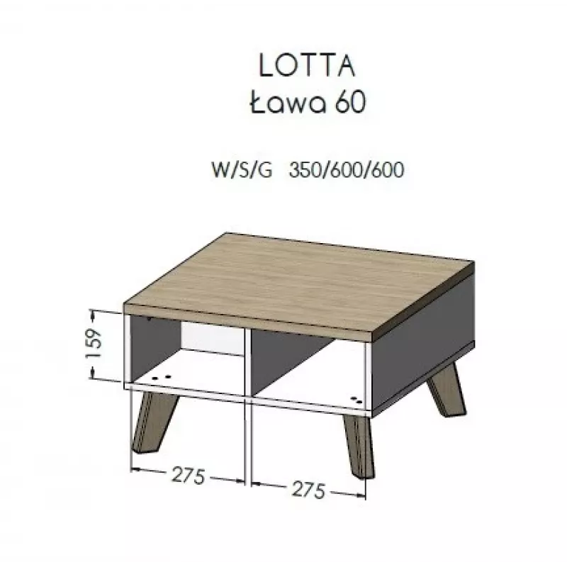 Tavolino Cama LOTTA 60 bianco/rovere Sonoma