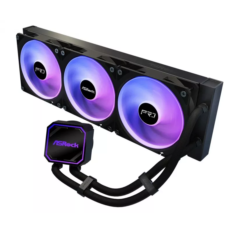Dissipatore CPU ASROCK Pro 360 ARGB nero — modello ASROCK 90-APRA36-BAAGA6, dissipatore liquido AIO da 360 mm, illuminazione ARGB