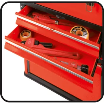 Cassetta per attrezzi YATO YT-09107 metallo 495x252x180 mm, nero/rosso, 6 kg, 2 scomparti, con serratura