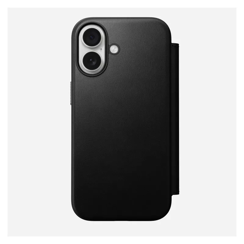 Custodia folio per smartphone Nomad Modern Leather Folio per Apple, per schermi fino a 16 cm (6,3 pollici), nero