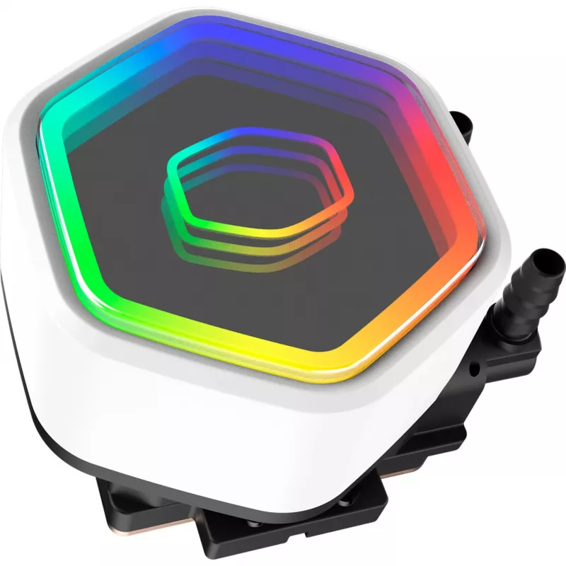 Dissipatore liquido per CPU Cooler Master MasterLiquid 240 Core II bianco — 240 mm, 2 ventole da 120 mm (650–1750 RPM), cuscinetto a slitta