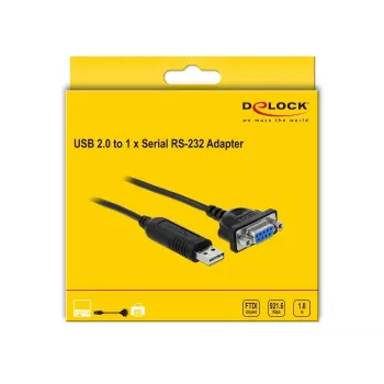 Cavo seriale DeLOCK 66281 nero 1,8 m RS-232 USB Type-A