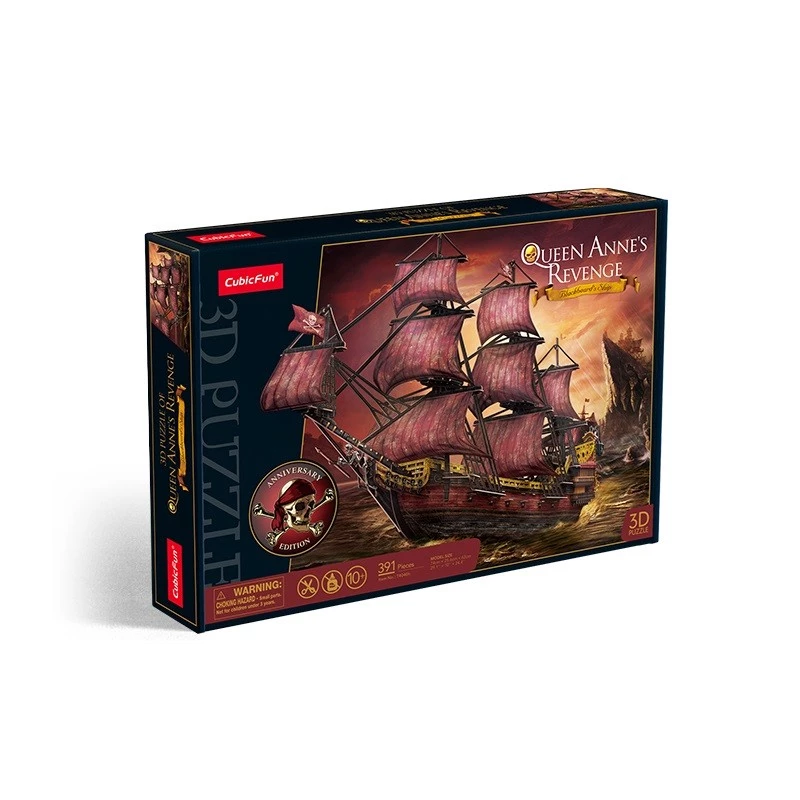 Puzzle 3D cubicfun Queen Anne's Revenge Anniversary Version – modello 306-T4040H, nave da collezione da assemblare