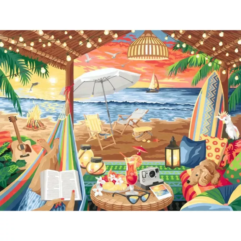 Set da pittura puzzle Ravensburger Cozy Cabana 23911 – set attività puzzle e pittura