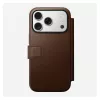 Custodia folio in pelle per smartphone Nomad Modern Leather Folio per iPhone 17 Pro – marrone, per 6,3 pollici (16 cm), 4 scomparti per carte