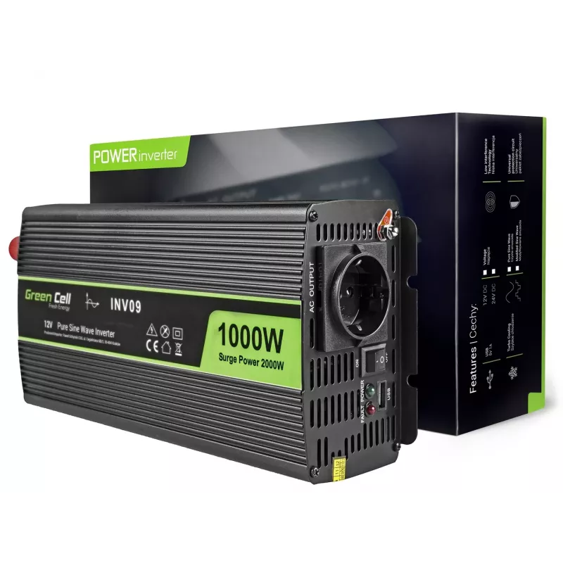 Green Cell INV09 convertitore di tensione auto 1000 W nero