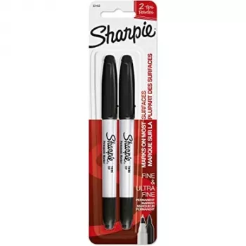 Sharpie 1985878 - nero - nero - bianco - ultraffine - 650 m - tessuto - vetro - carta - plastica - legno - 2 pezzi