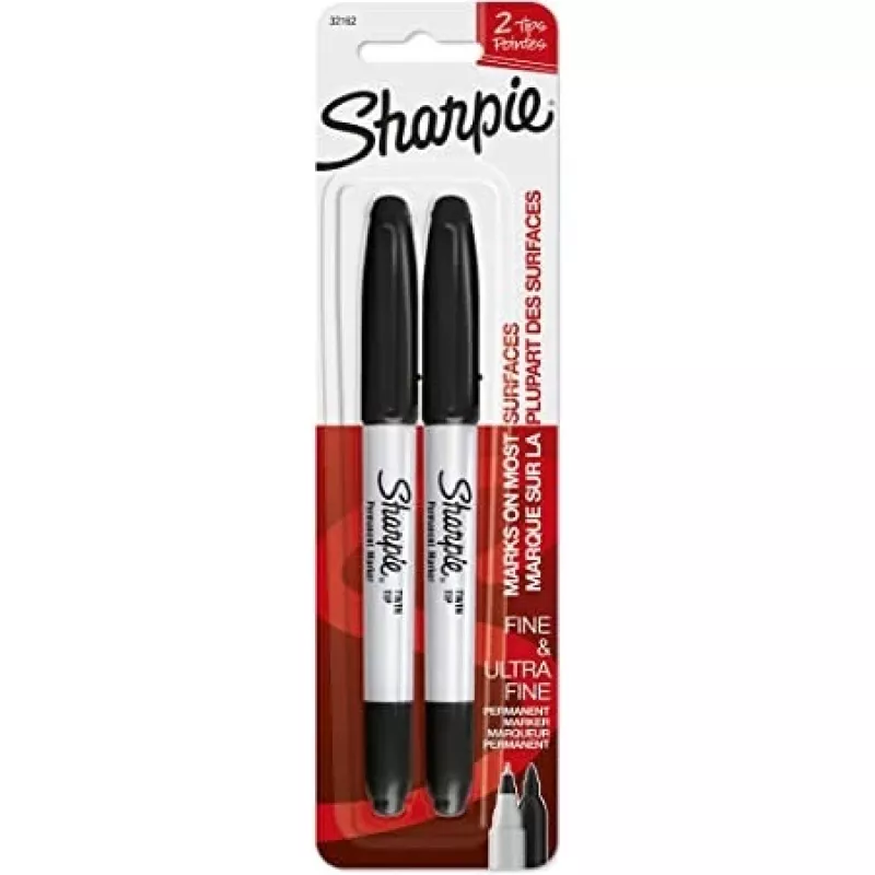 Sharpie 1985878 - nero - nero - bianco - ultraffine - 650 m - tessuto - vetro - carta - plastica - legno - 2 pezzi