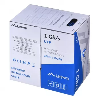 Cavo di rete LANBERG U/UTP Cat6 LCU6-10CC-0305-B 305 m, conduttore CCA, 23 AWG, blu