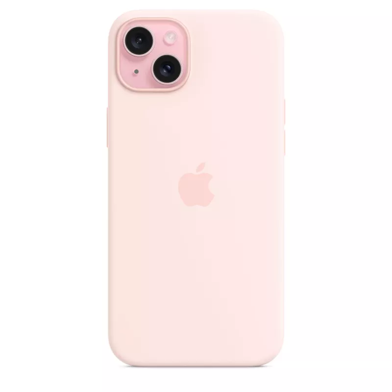 Custodia in silicone compatibile MagSafe per iPhone 15 Plus – Rosa chiaro
