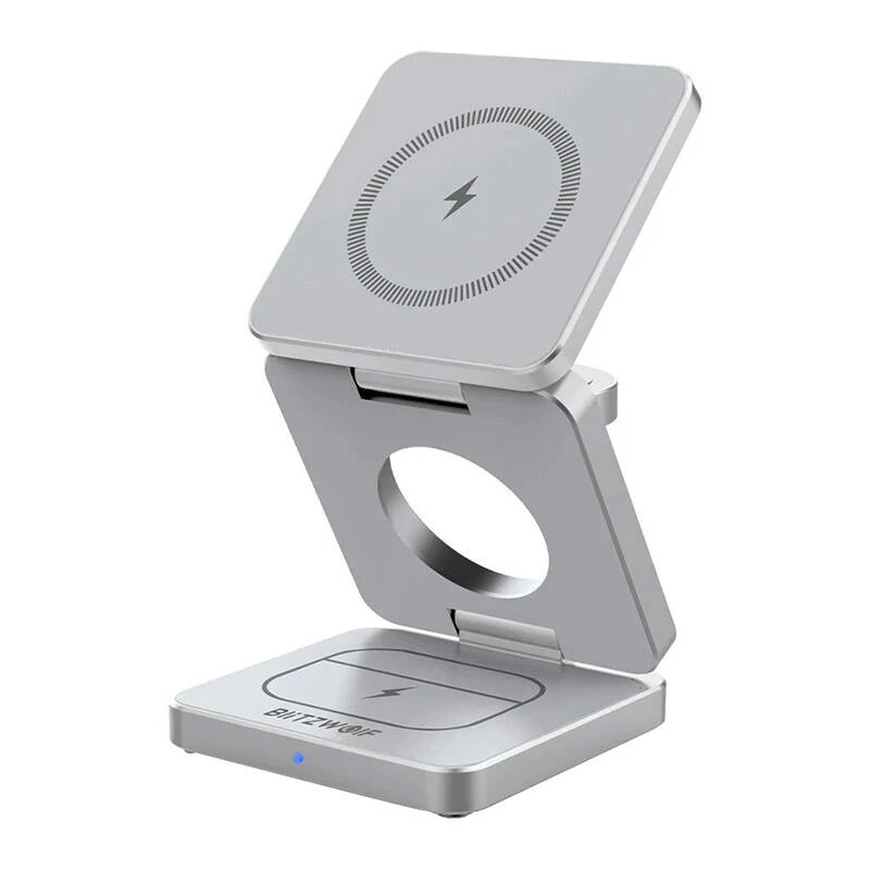 Caricabatterie wireless BlitzWolf BW-IW30 stazione di ricarica rapida 3-in-1 per iPhone e Samsung, ricarica wireless di 3 dispositivi
