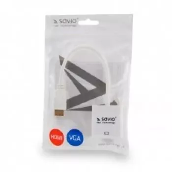 Adattatore connettore maschio HDMI a connettore femmina VGA SAVIO CL-201, HDMI A a VGA D-Sub, bianco, 0,1 m, fino a 1920x1200