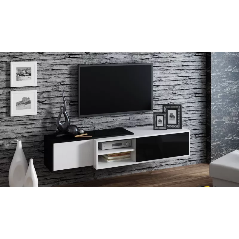 Mobile TV Cama SIGMA1 180 bianco/nero lucido