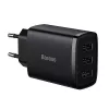 Baseus Caricabatterie rapido compatto, 3x USB, 17 W (Nero)
