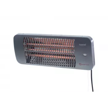 Stufa elettrica al quarzo SUNRED LUG-2000W — 2000 W, elemento in vetro al quarzo, per esterni, montaggio a parete, IP24, nero