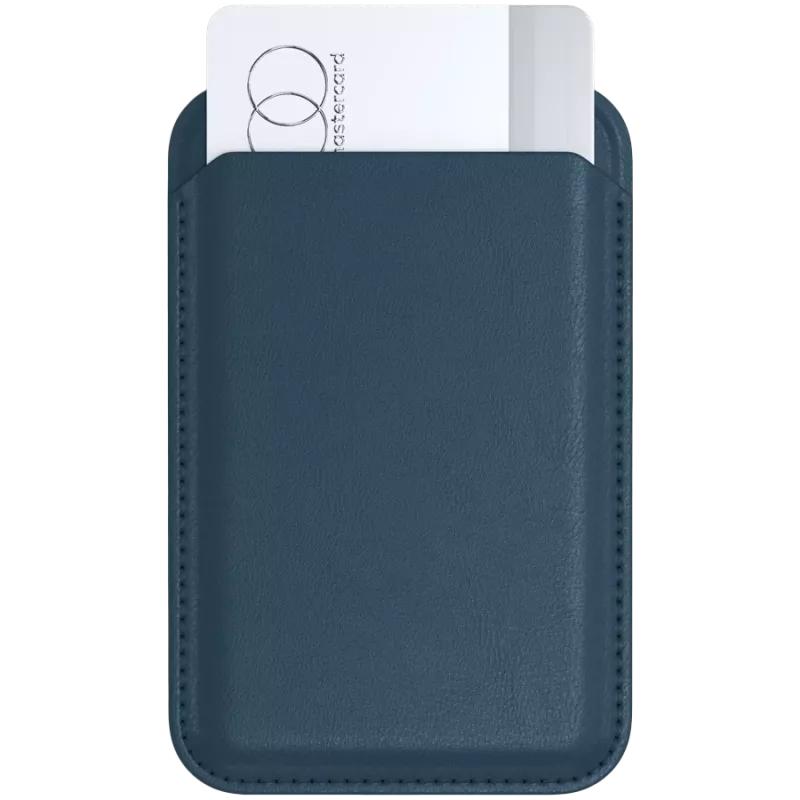 SATECHI portafoglio magnetico con supporto in pelle vegana (Dark Blue)