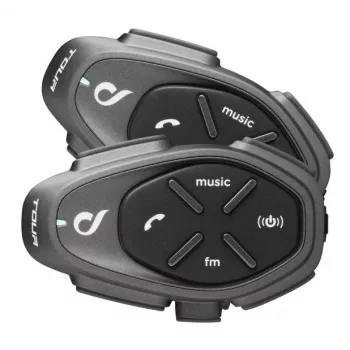 Intercom per moto INTERPHONE TOUR HD, 2 pz., Bluetooth 4.0, portata 1500 m, fino a 20 h di autonomia, nero