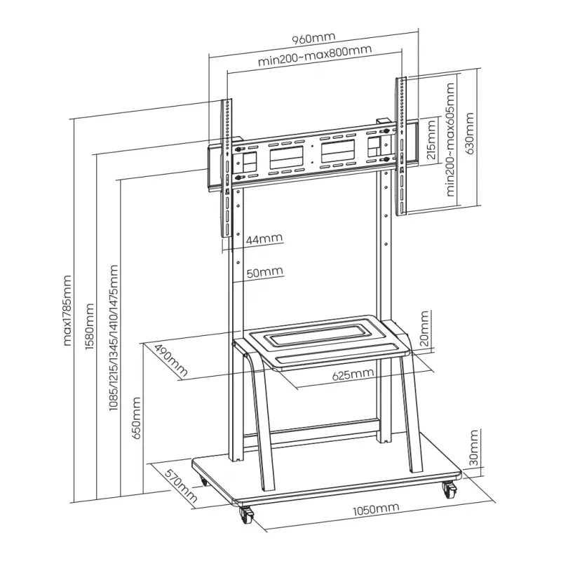 Sbox FS-1035 supporto TV da pavimento fisso, 37-100 pollici, fino a 150 kg, VESA 800x600
