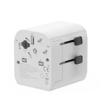 Adattatore da viaggio universale GEMBIRD TPA-EU2A12-01-W alimentatore USB 12W per prese internazionali