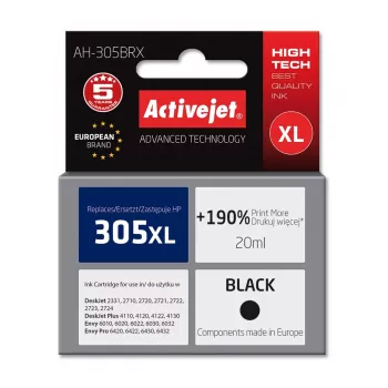 Activejet AH-305BRX inchiostro (sostituto per HP 305 XL 3YM62AE; Premium; 20 ml; nero)