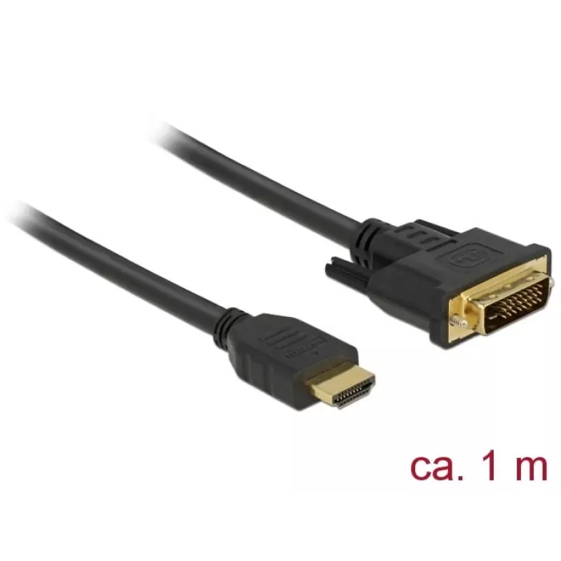 DeLOCK 85652 Adattatore per cavo video 1 m HDMI tipo A (Standard) DVI nero (85652)