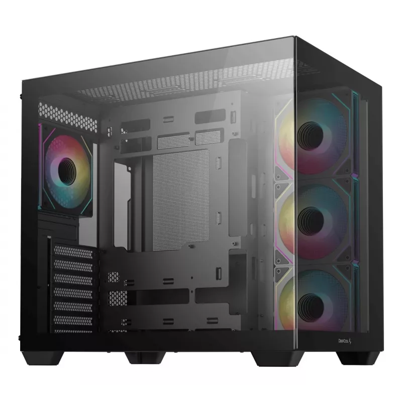 Case PC DeepCool CG530 4F Midi Tower nero — vetro temperato, ATX/ITX/Micro ATX, 3 ventole 120mm, USB-C