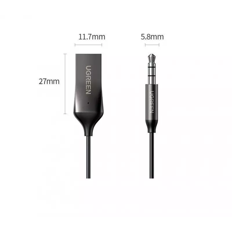 UGREEN CM309 ricevitore audio Bluetooth 5.0, USB, jack AUX da 3,5 mm, nero