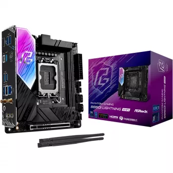 Scheda madre ASROCK B860I Lightning WiFi — Intel B860, LGA 1851, Mini-ITX, DDR5, 2x DIMM, 4x M.2, 2.5Gb LAN, Wi‑Fi 6E, Bluetooth 5.3