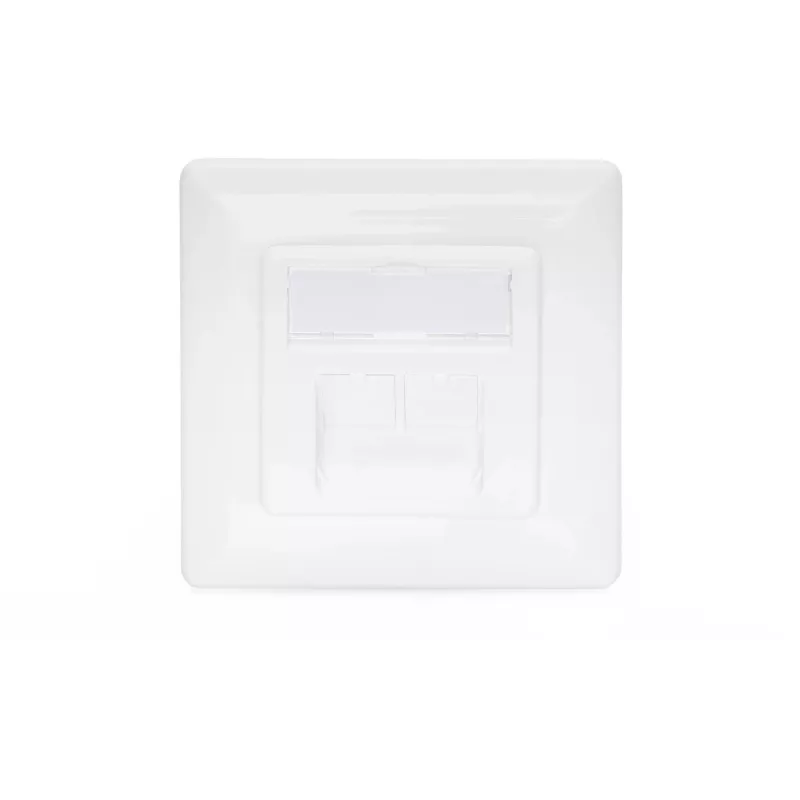 Presa di rete Digitus DN-9007-1 CAT 6A Classe EA, 2x RJ45, schermata, da incasso, bianca