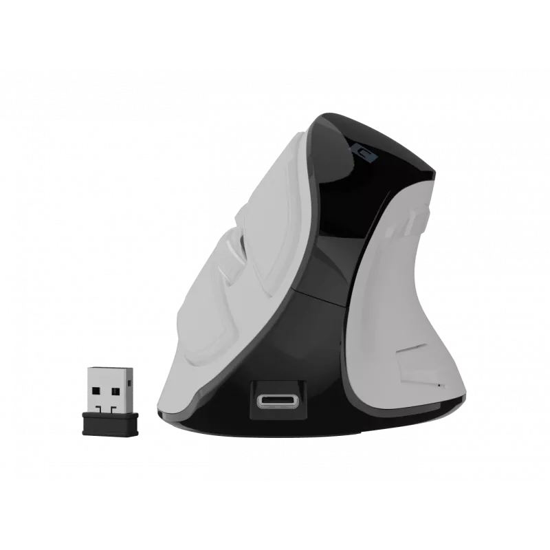 Mouse verticale wireless NATEC Euphoniе Pro Bluetooth 5.0, 4000 DPI, programmabile, silenzioso, bianco