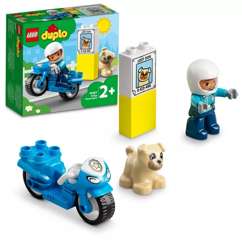 Set moto giocattolo LEGO Duplo Polizia 10967 con ruote mobili e figura di poliziotto