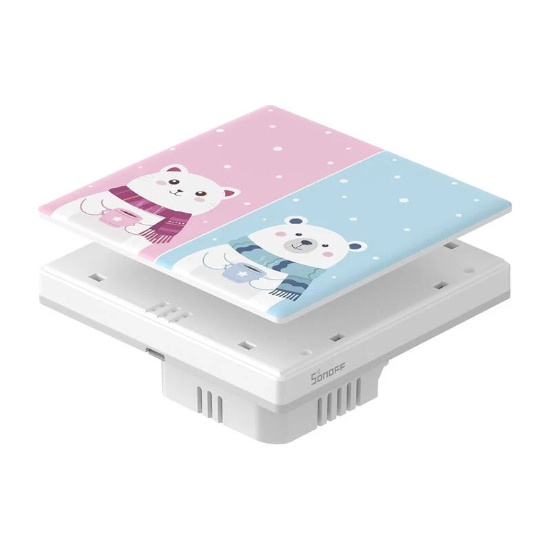 Copertura decorativa per interruttore touch Sonoff T5-2C-86-cartoon, placca a tema per controller touch da parete a 2 vie