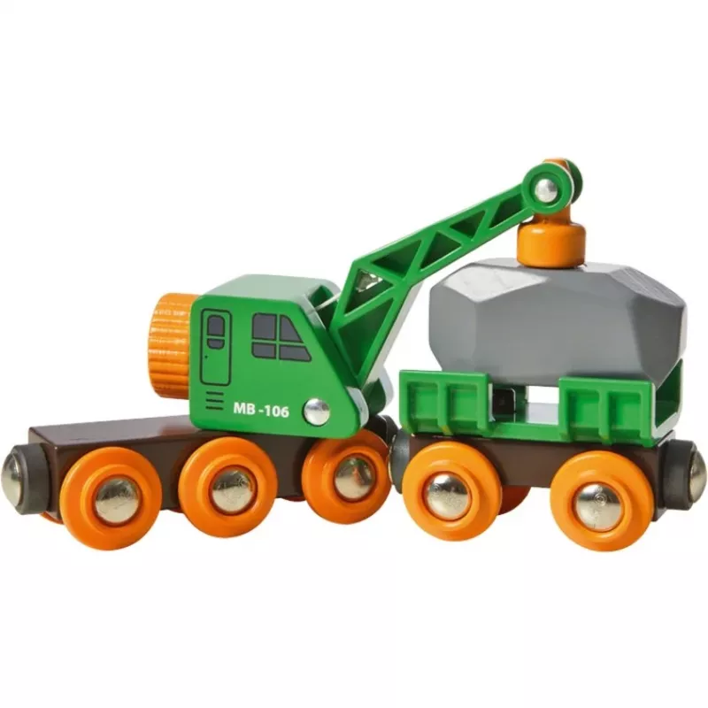 Vagone BRIO Clever Crane Wagon Lift and Load nero verde