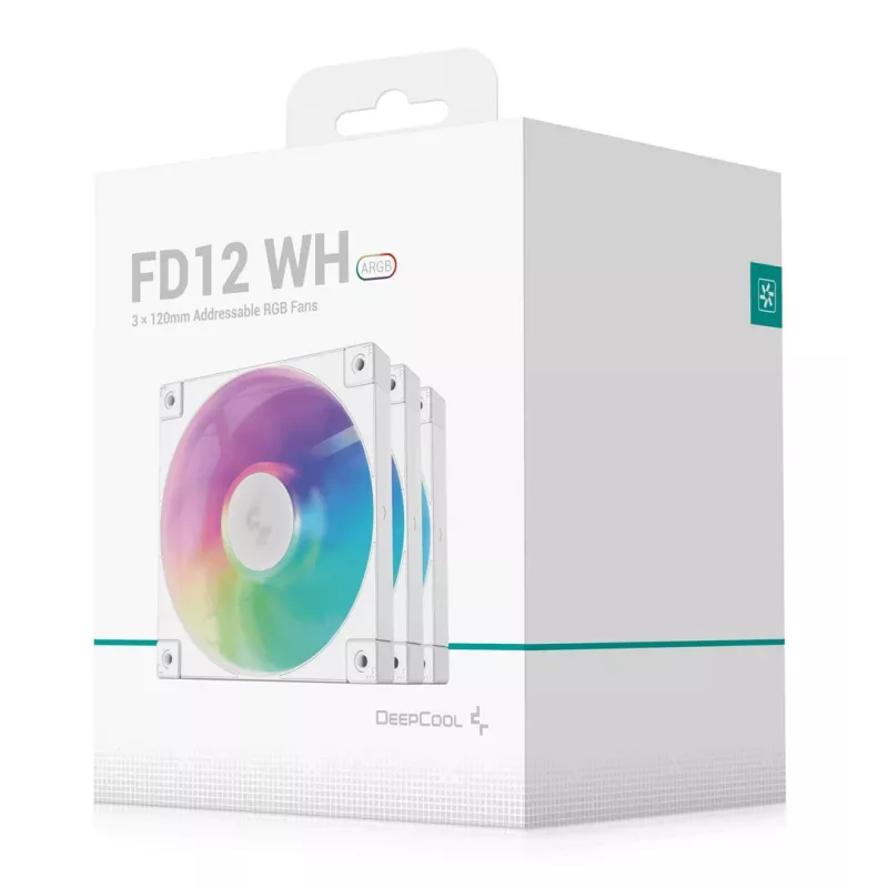 DeepCool FD12 ARGB WH R-FD12-WHAPN3-G ventole per case, 120 mm, 3 pezzi, bianche