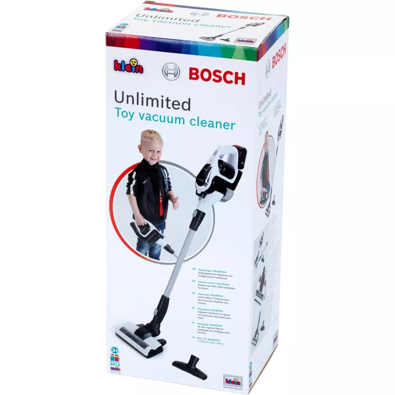 Theo Klein Bosch Unlimited aspirapolvere nero con funzione Vortex e bocchette per bambini da 3 anni