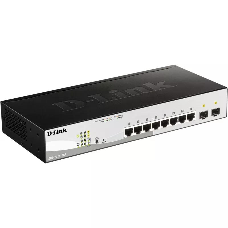 Switch D-Link DGS-1210-10P Managed L2 Gigabit Ethernet (10/100/1000) Power over Ethernet (PoE) 1U nero