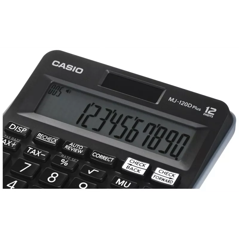 Casio MJ-120D Plus calcolatrice da tavolo, 12 cifre, a batteria/solare, nera