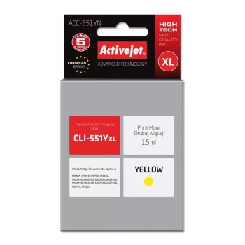 Cartuccia d'inchiostro compatibile ActiveJet ACC-551YN giallo, alta resa (XL) 15 ml, per Canon CLI-551Y