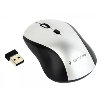 Mouse ottico wireless Gembird MUSW-4B-02-BS, RF, ambidestro, 1600 DPI, 4 tasti, argento/nero