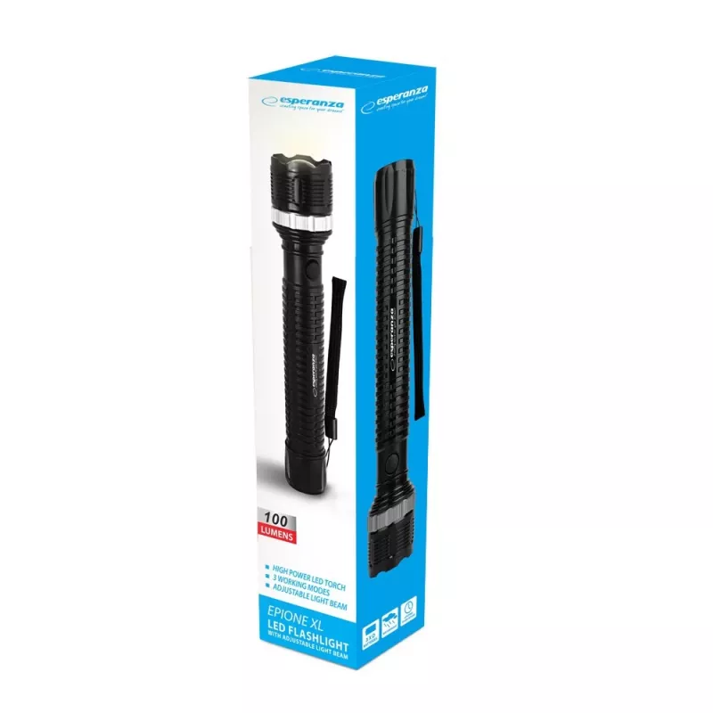 Torcia tascabile ESPERANZA Epione XL LED 1.2W 100 lm 100 m nero, a batterie R20 (3)