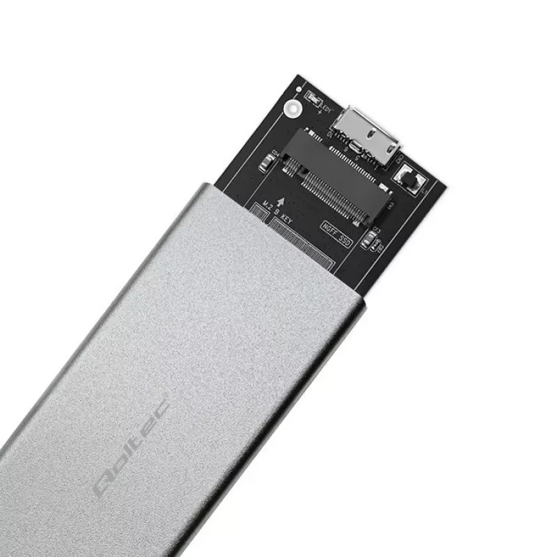 Case in alluminio QOLTEC 51833 per SSD M.2, SATA su USB 3.0, supporta fino a 2 TB