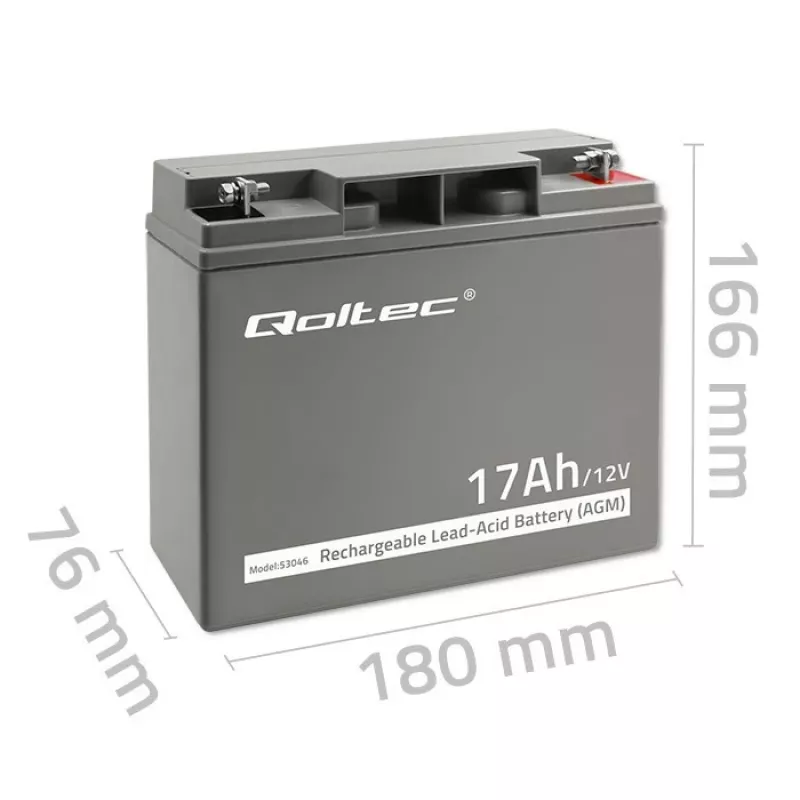 Qoltec 53046 batteria AGM 12 V 17 Ah, max 255 A
