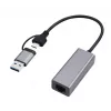 Adattatore di rete Gigabit USB 3.1 Type-C Gembird A-USB3AC-LAN-01 — 1× RJ-45, 1000 Mbit/s, USB 3.2 Gen 1, case in metallo, grigio