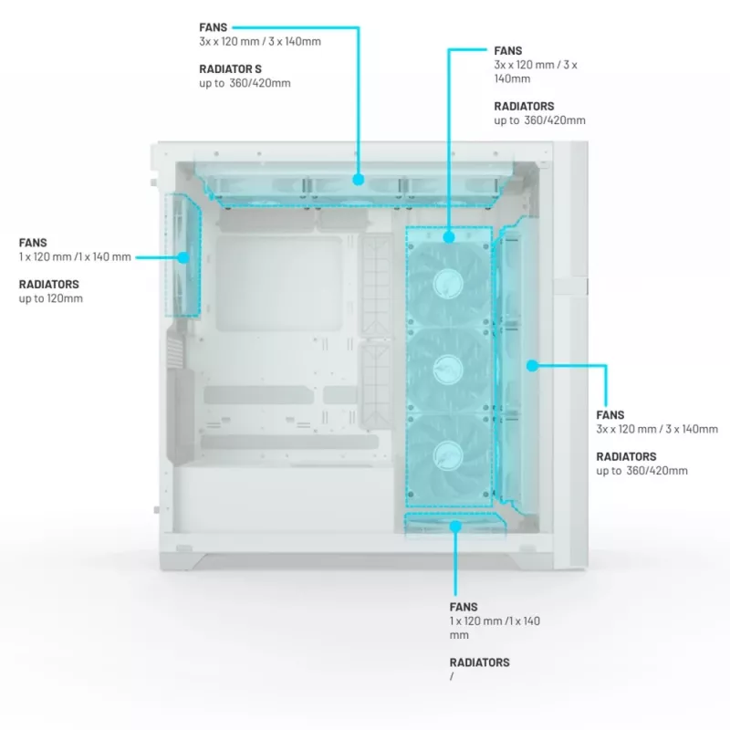 VK02 Lite, case tower bianco, vetro temperato