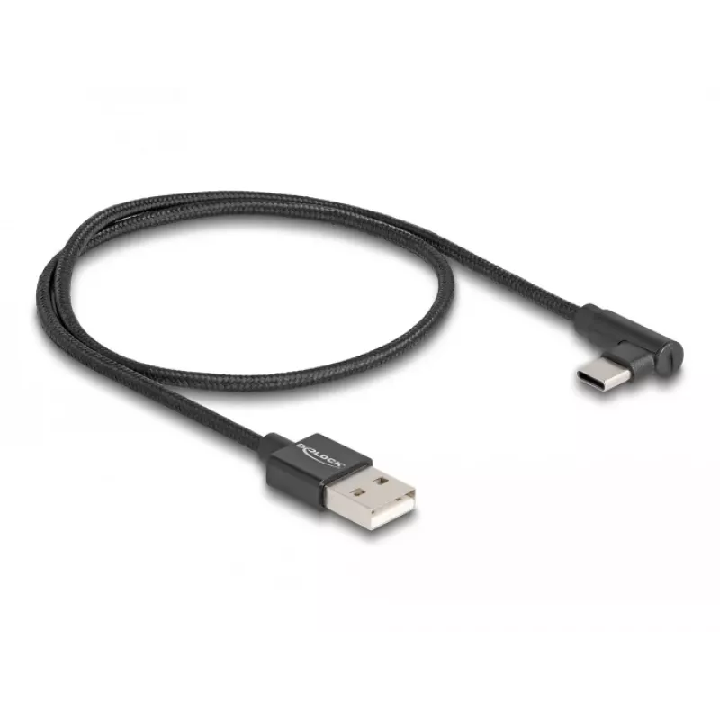 Cavo USB 2.0 DeLOCK Type-A maschio a USB Type-C maschio angolare 0,5 m nero
